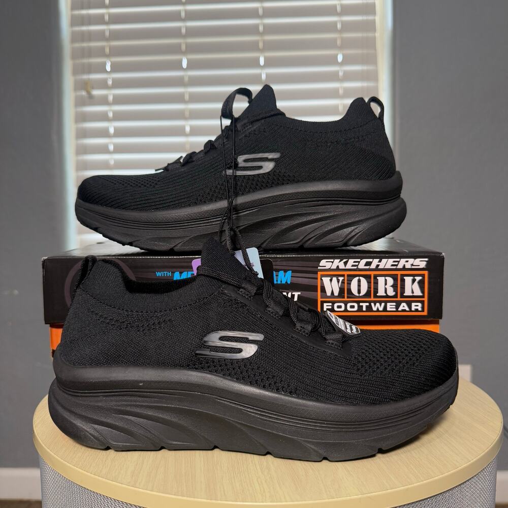 Skechers Womens Relaxed Fit Slip Resistant Memory Foam Work Shoes, Black, US 9